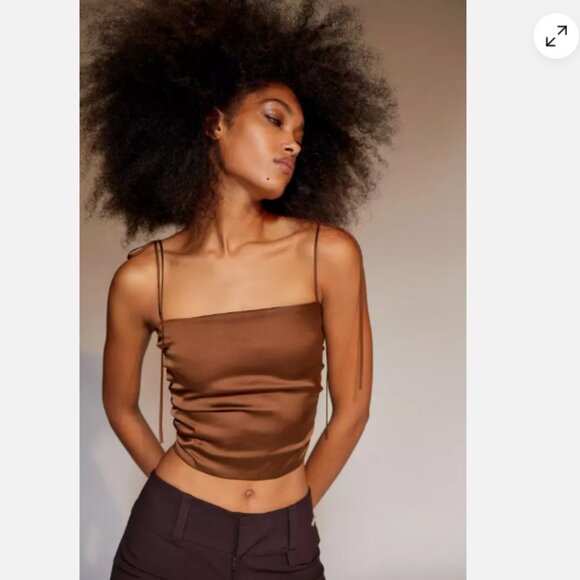 UO Brown Bella Tie-Shoulder Cami - Size S - Picture 1 of 6